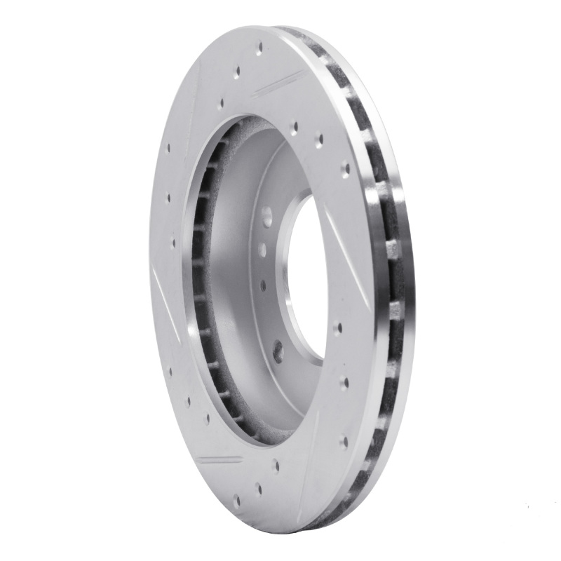 Jaguar XJR Brake Rotor (1) - Rear Right - R1 Concepts - Drilled & Slotted - Silver - `06-`15